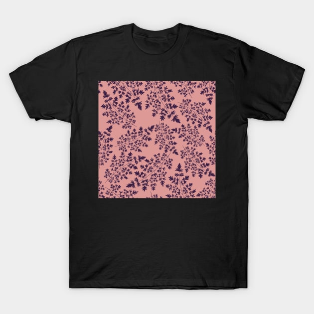 Hedgerow ferns on dusty pink T-Shirt by Papergrape